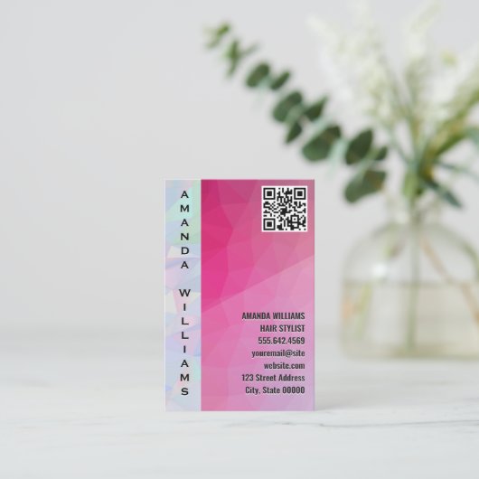Magenta Geometric | QR Code Business Card Visitenkarte (Stehend Vorderseite)
