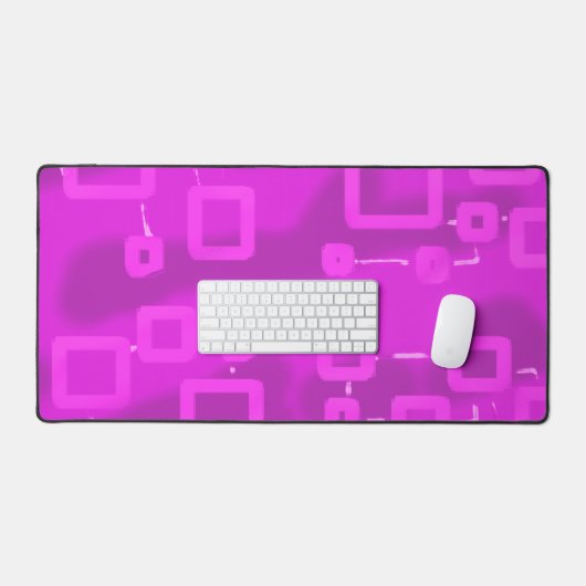 Magenta Geometric Squares Desk Mat Schreibtischunterlage (Tastatur & Maus)