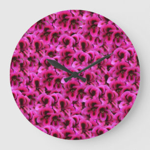 Magenta Geranium Blume, große Wall-Uhr Wanduhr