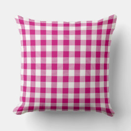 Magenta Gingham Pattern Throw Kissen