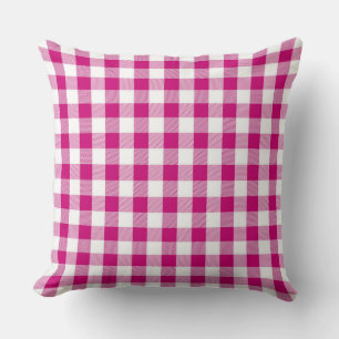 Magenta Gingham Pattern Throw Kissen
