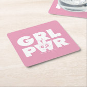 Magenta:Girl-Power Rechteckiger Pappuntersetzer (angewinkelt)