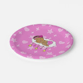 Magenta Girl's Baby Shower Paper Plate Pappteller (Schrägansicht)