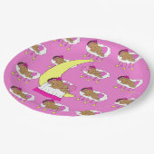 Magenta Girl's Baby Shower Pappteller (Schrägansicht)