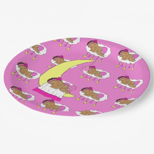 Magenta Girl's Baby Shower Pappteller (Schrägansicht)