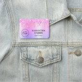 Magenta Glitter Drips Rainbow Shimmer Namensschild (Beispiel)