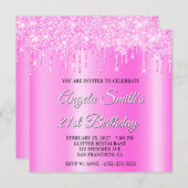 Magenta Glitter Drips Shimmer Ombre Drop Shadow Einladung (Vorne/Hinten)