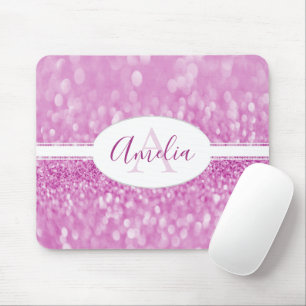 Magenta Glitter Personalize Mouse Pad Mousepad