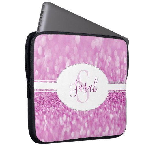 Magenta Glitzer personalisieren Laptop-Sieb Laptopschutzhülle (Vorne Rechts)