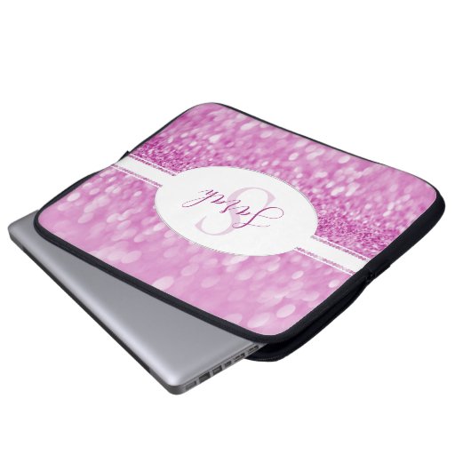 Magenta Glitzer personalisieren Laptop-Sieb Laptopschutzhülle (Vorne Knopf)