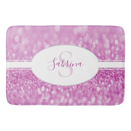 Magenta Glitzer Personalize Bath Mat Badematte (Vorderseite)