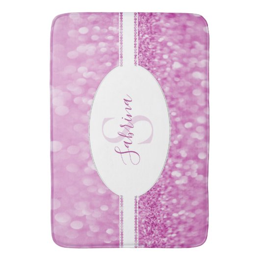 Magenta Glitzer Personalize Bath Mat Badematte (Vorderseite Vertikal)