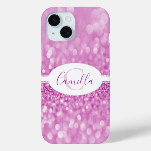 Magenta Glitzer Personalize Case-Mate iPhone Case (Rückseite)