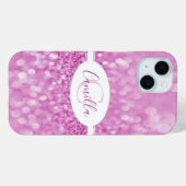 Magenta Glitzer Personalize Case-Mate iPhone Case (Rückseite (Horizontal))