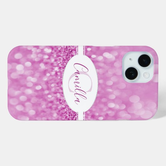 Magenta Glitzer Personalize Case-Mate iPhone Case (Rückseite (Horizontal))