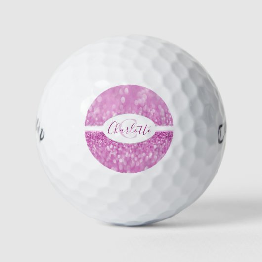 Magenta Glitzer Personalize Golf Balls Golfball (Vorderseite)