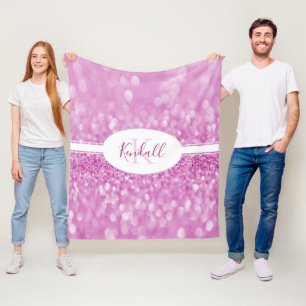 Magenta Glitzer Personalize Throw Blanket Fleecedecke