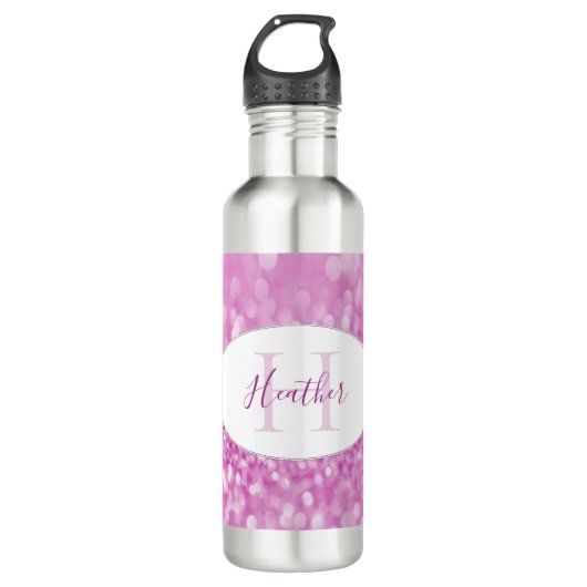 Magenta Glitzer Persönliche Wassernutzung Edelstahlflasche (Vorderseite)