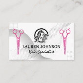Magenta Glitzer Salon Scissors | Hair Stylist-Logo Visitenkarte (Vorderseite)