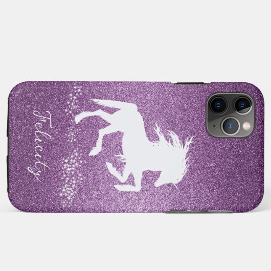 Magenta Glitzer Unicorn Case-Mate iPhone Case (Rückseite (Horizontal))