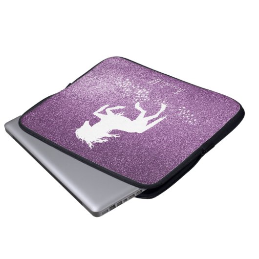 Magenta Glitzer Unicorn Notebook-Sieb Laptopschutzhülle (Vorne Knopf)
