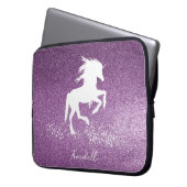 Magenta Glitzer Unicorn Notebook-Sieb Laptopschutzhülle (Vorderseite Links)