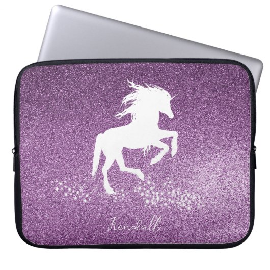 Magenta Glitzer Unicorn Notebook-Sieb Laptopschutzhülle (Vorderseite)