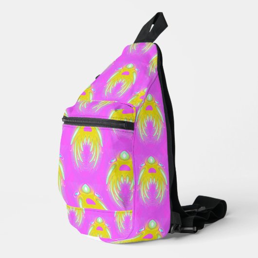 Magenta Glow Sling Backpack Crossbody Bag (Rechte Ecke)