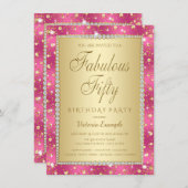 Magenta Gold 50. Geburtstagsparty Einladungen (Vorne/Hinten)