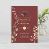 Magenta Gold ABSCHLUSS Zeremonie Party Einladung (Stehend Vorderseite)