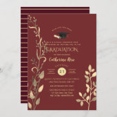 Magenta Gold ABSCHLUSS Zeremonie Party Einladung (Vorne/Hinten)