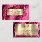 Magenta Gold Agate Business Card Visitenkarte (Vorne/Hinten)