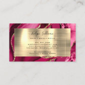 Magenta Gold Agate Business Card Visitenkarte (Rückseite)