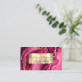 Magenta Gold Agate Business Card Visitenkarte (Stehend Vorderseite)