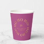 Magenta Gold Christmas Ho Ho Ho ID1009 Pappbecher (Vorderseite)