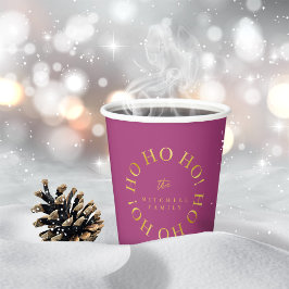 Magenta Gold Christmas Ho Ho Ho ID1009 Pappbecher