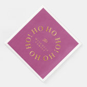 Magenta Gold Christmas Ho Ho Ho ID1009 Serviette (Ecke)