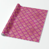 Magenta & Gold Damask Sparkle Pattern Geschenkpapier (Ungerollt)