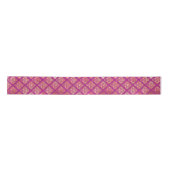Magenta & Gold Damask Sparkle Pattern Satinband (Vorderseite)