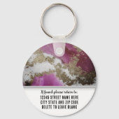 Magenta Gold Marble Branding Elegant Business Logo Schlüsselanhänger (Rückseite)