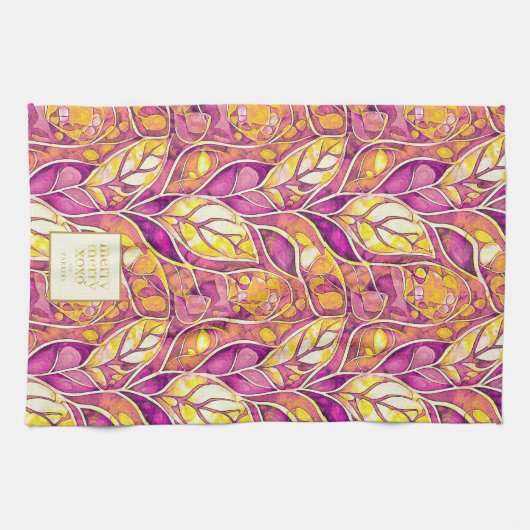 Magenta Gold Weihnachten Merry Pattern#21 ID1009 Geschirrtuch (Horizontal)