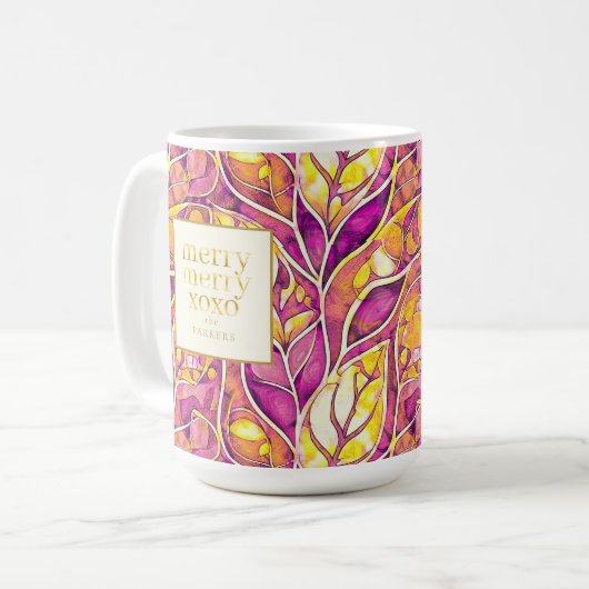 Magenta Gold Weihnachten Merry Pattern#21 ID1009 Kaffeetasse (Vorderseite Links)