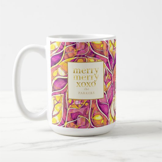 Magenta Gold Weihnachten Merry Pattern#21 ID1009 Kaffeetasse (Links)
