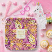 Magenta Gold Weihnachten Merry Pattern#21 ID1009 Pappteller (Party)