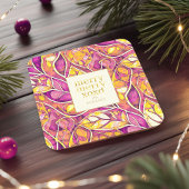 Magenta Gold Weihnachten Merry Pattern#21 ID1009 Rechteckiger Pappuntersetzer