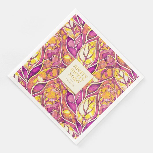 Magenta Gold Weihnachten Merry Pattern#21 ID1009 Serviette (Ecke)