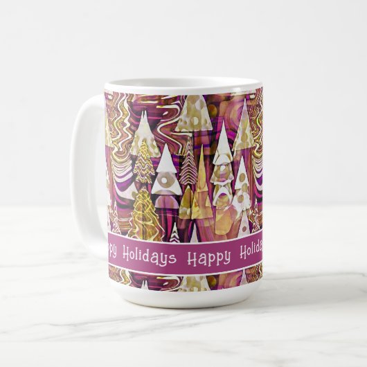 Magenta Gold Weihnachten Merry Pattern#25 ID1009 Kaffeetasse (Vorderseite Links)