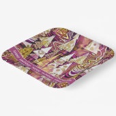 Magenta Gold Weihnachten Merry Pattern#25 ID1009 Pappteller (Gewinkelt)