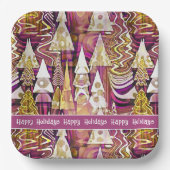 Magenta Gold Weihnachten Merry Pattern#25 ID1009 Pappteller (Vorderseite)