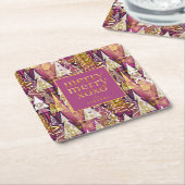 Magenta Gold Weihnachten Merry Pattern#25 ID1009 Rechteckiger Pappuntersetzer (angewinkelt)